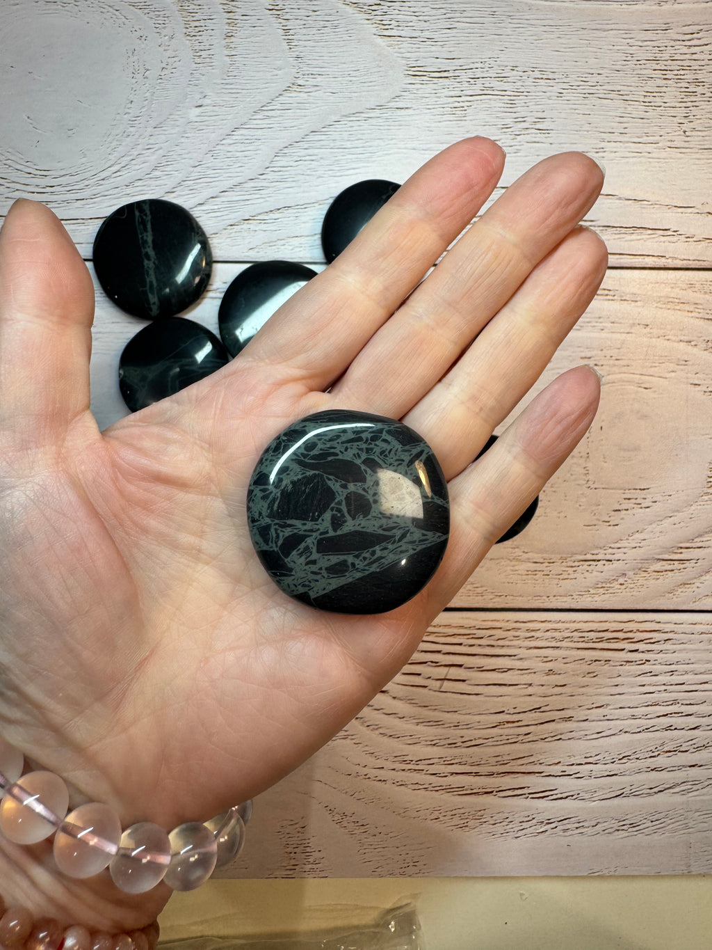 spiderweb Obsidian palm stone – Polished Grounding Crystal for Protection, Stability & Emotional Clarity