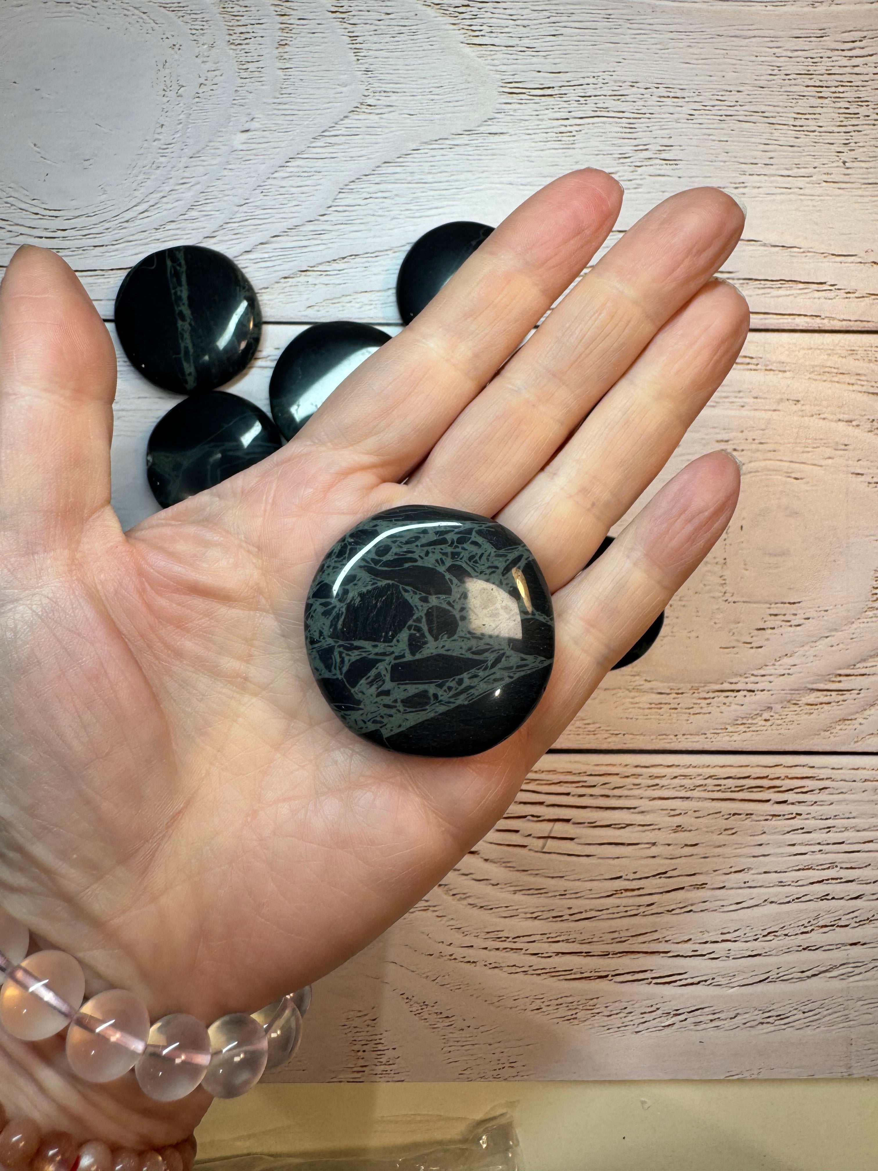 spiderweb Obsidian palm stone – Polished Grounding Crystal for Protection, Stability & Emotional Clarity