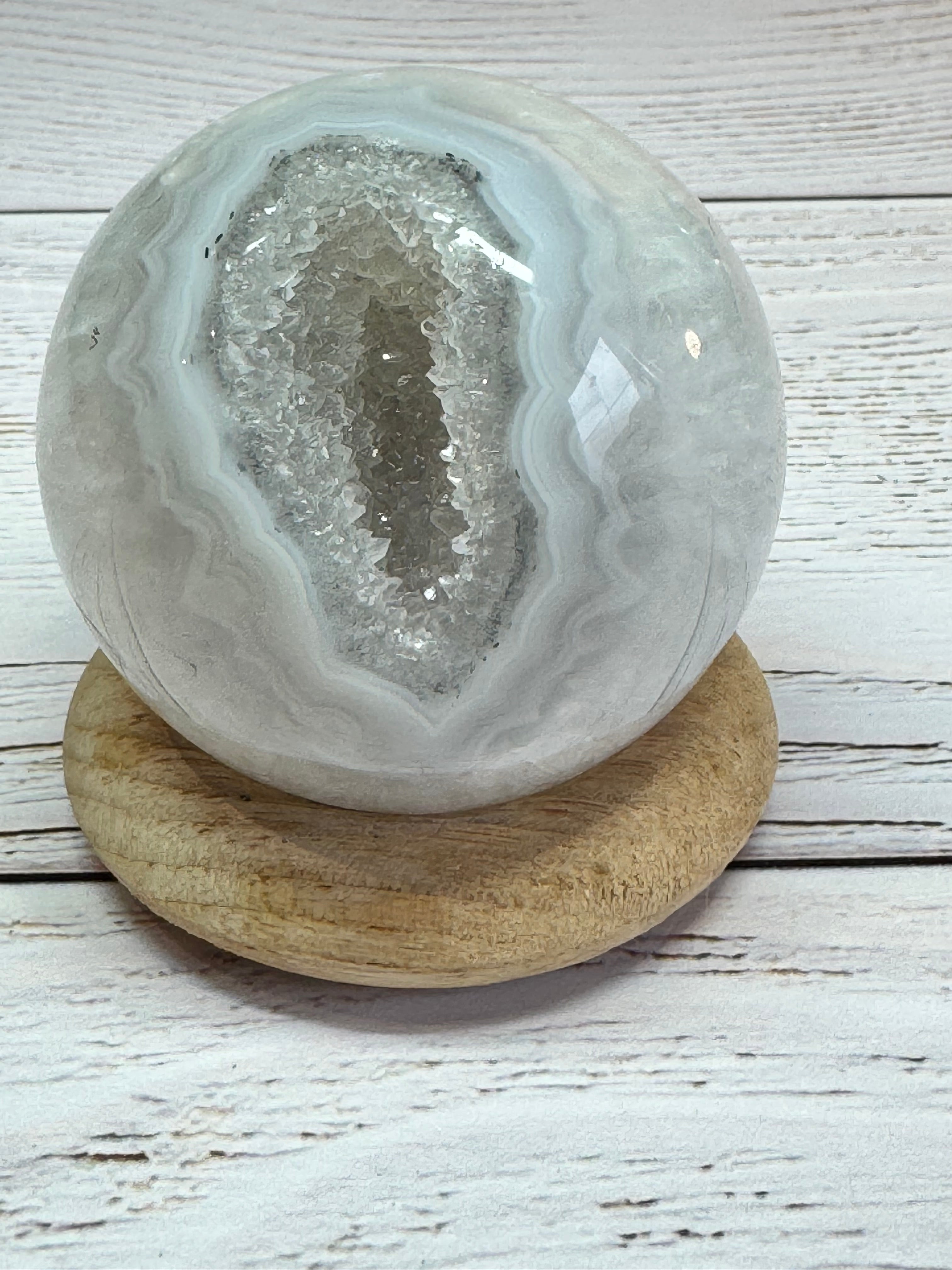 High Quality Crystal white Agate with druzy quartz spheres - Crystal home decor.