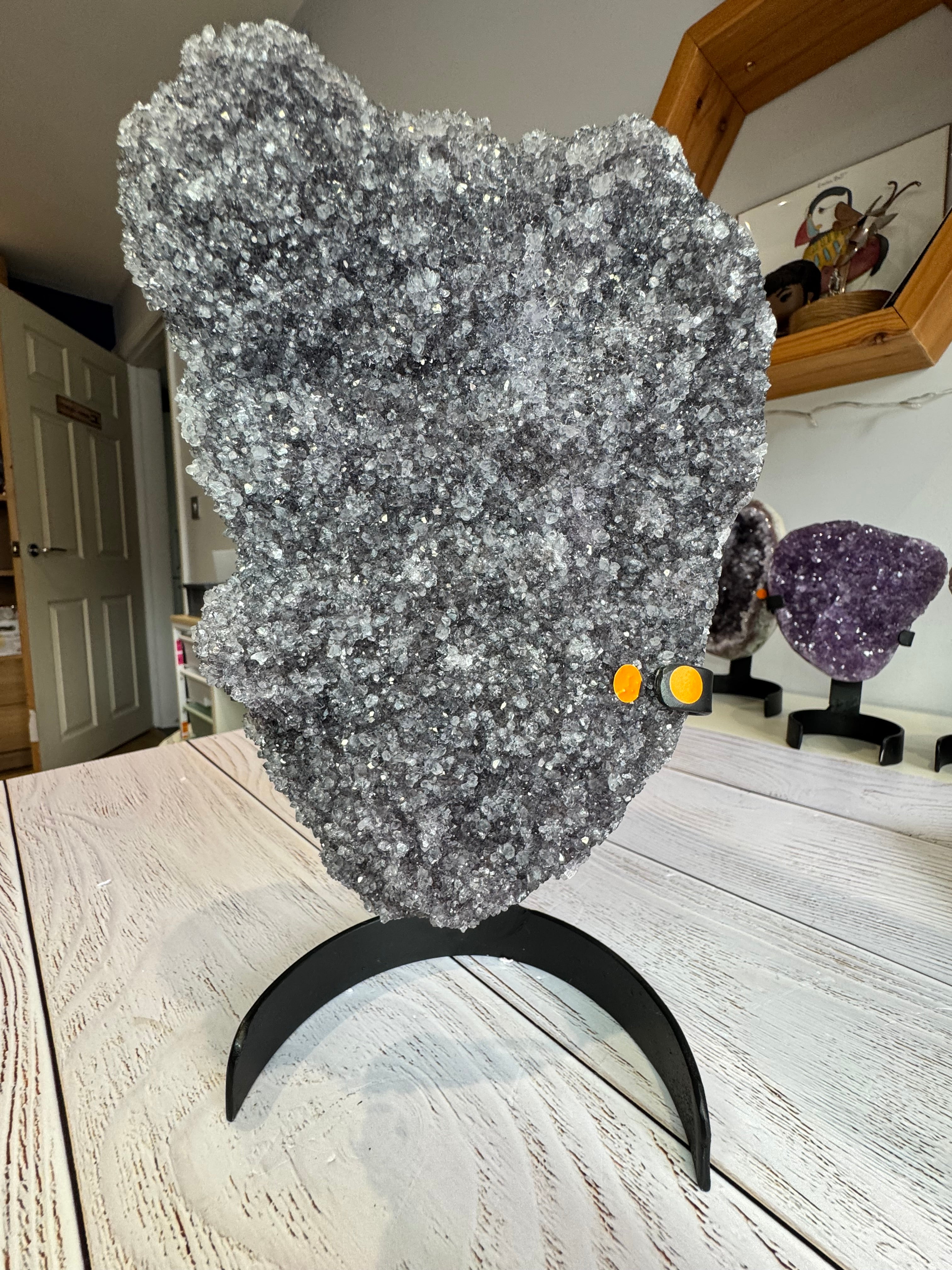 Statement Large Black Amethyst Crystal Cluster with Stand - Crystal home decor - Radiant Crystals UK