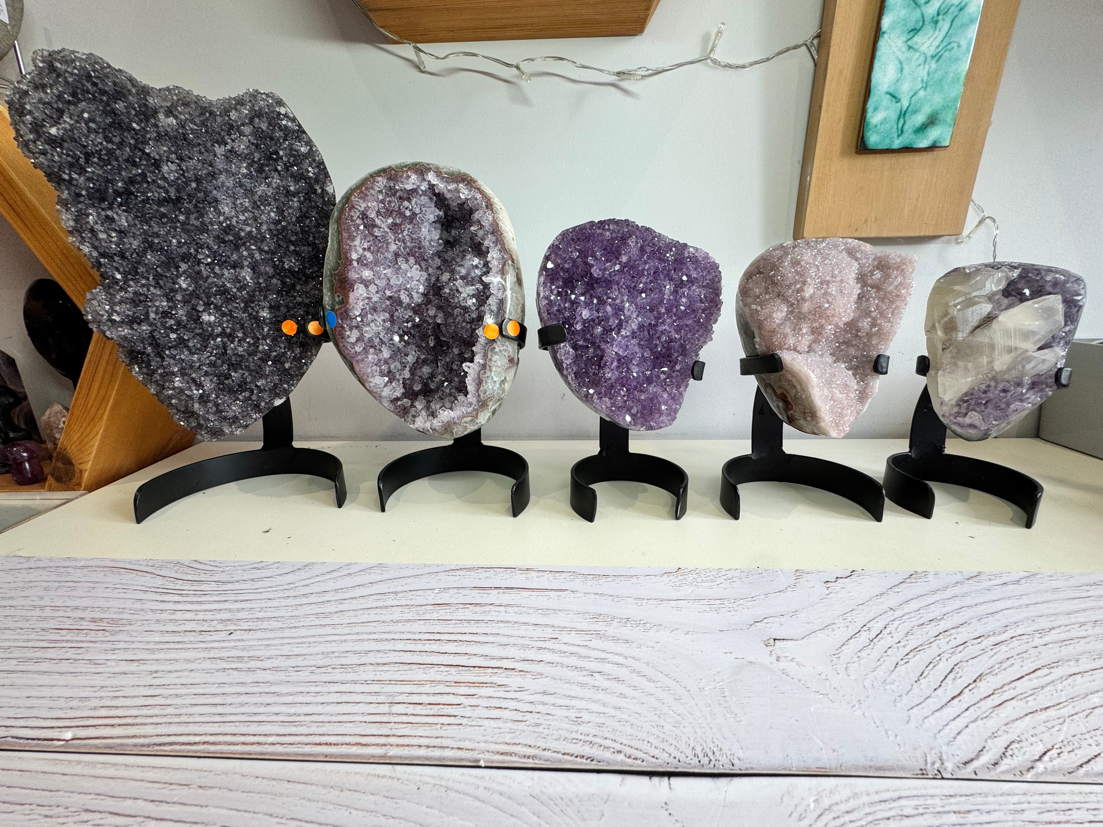 Statement Large Black Amethyst Crystal Cluster with Stand - Crystal home decor - Radiant Crystals UK
