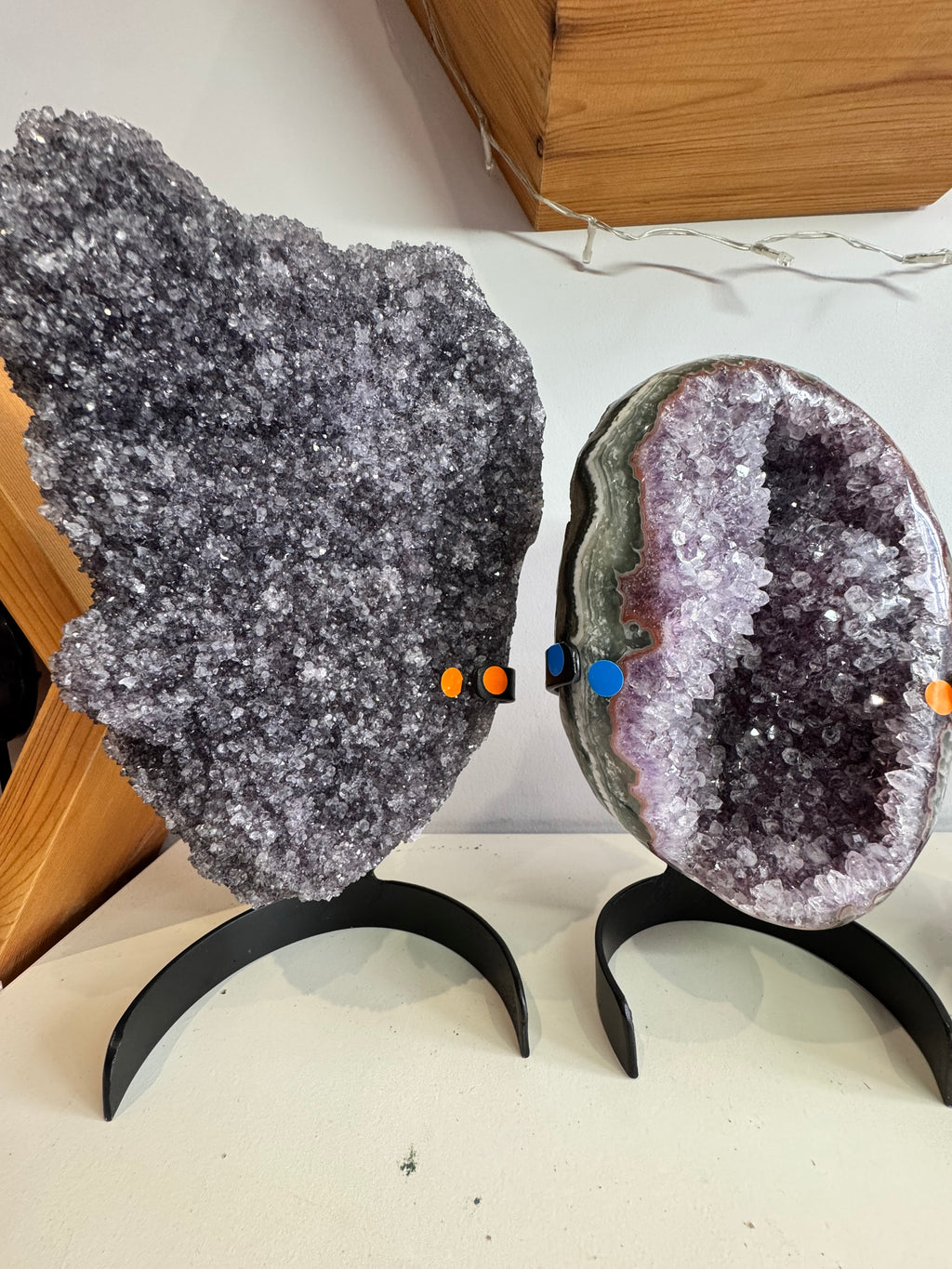 Statement Large Black Amethyst Crystal Cluster with Stand - Crystal home decor - Radiant Crystals UK