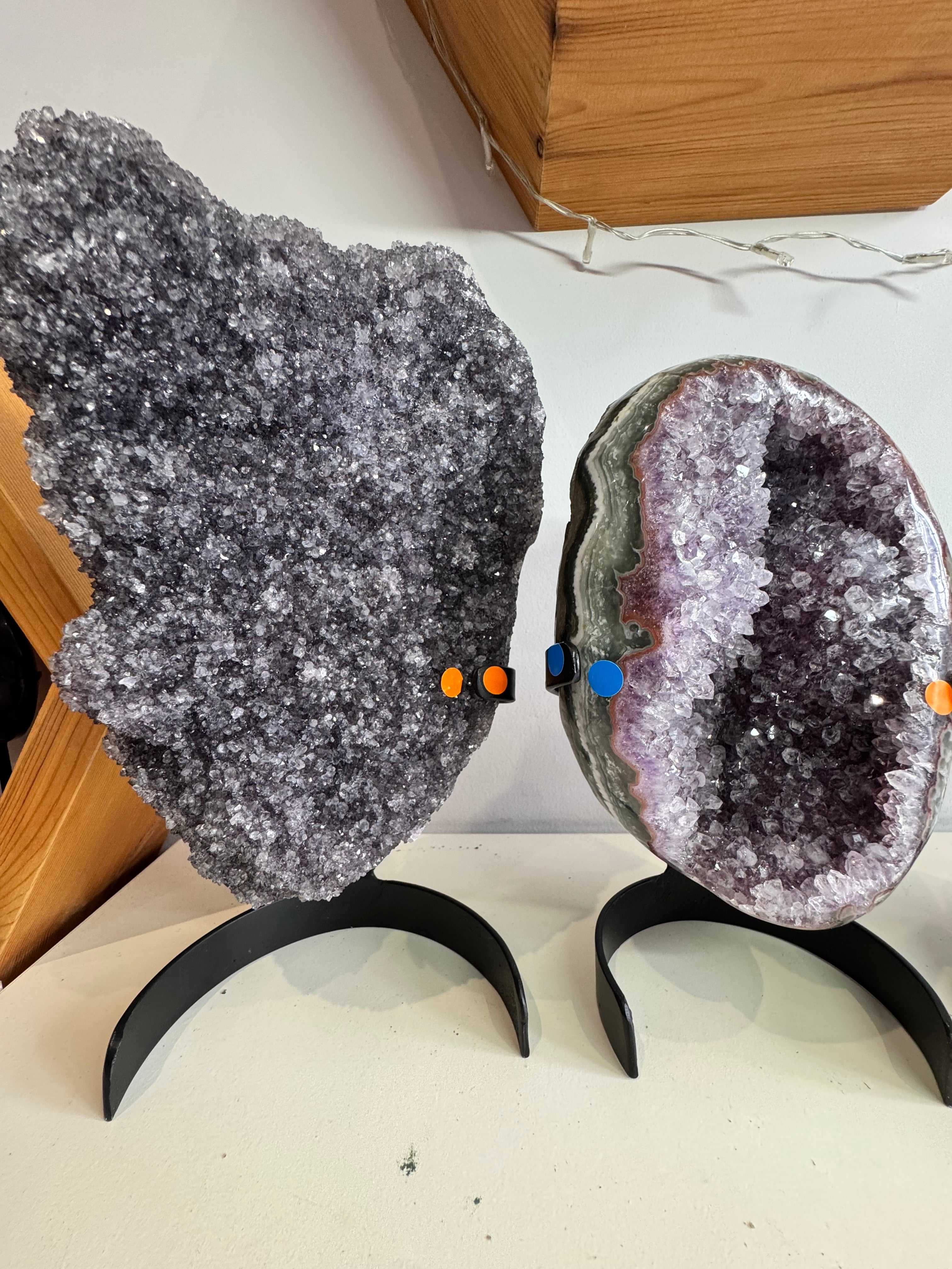 Statement Large Black Amethyst Crystal Cluster with Stand - Crystal home decor - Radiant Crystals UK