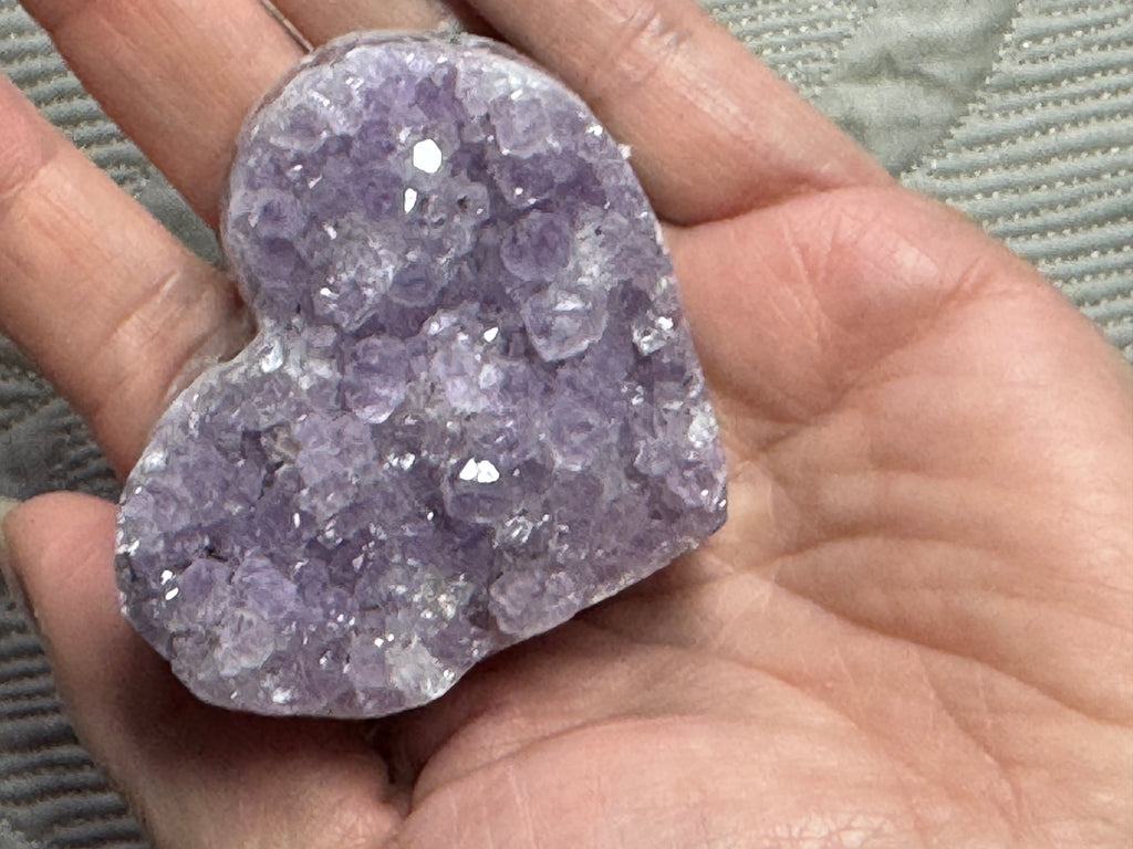 Pocket sized Amethyst Heart - Small Purple Crystal from Brazil - Radiant Crystals UK