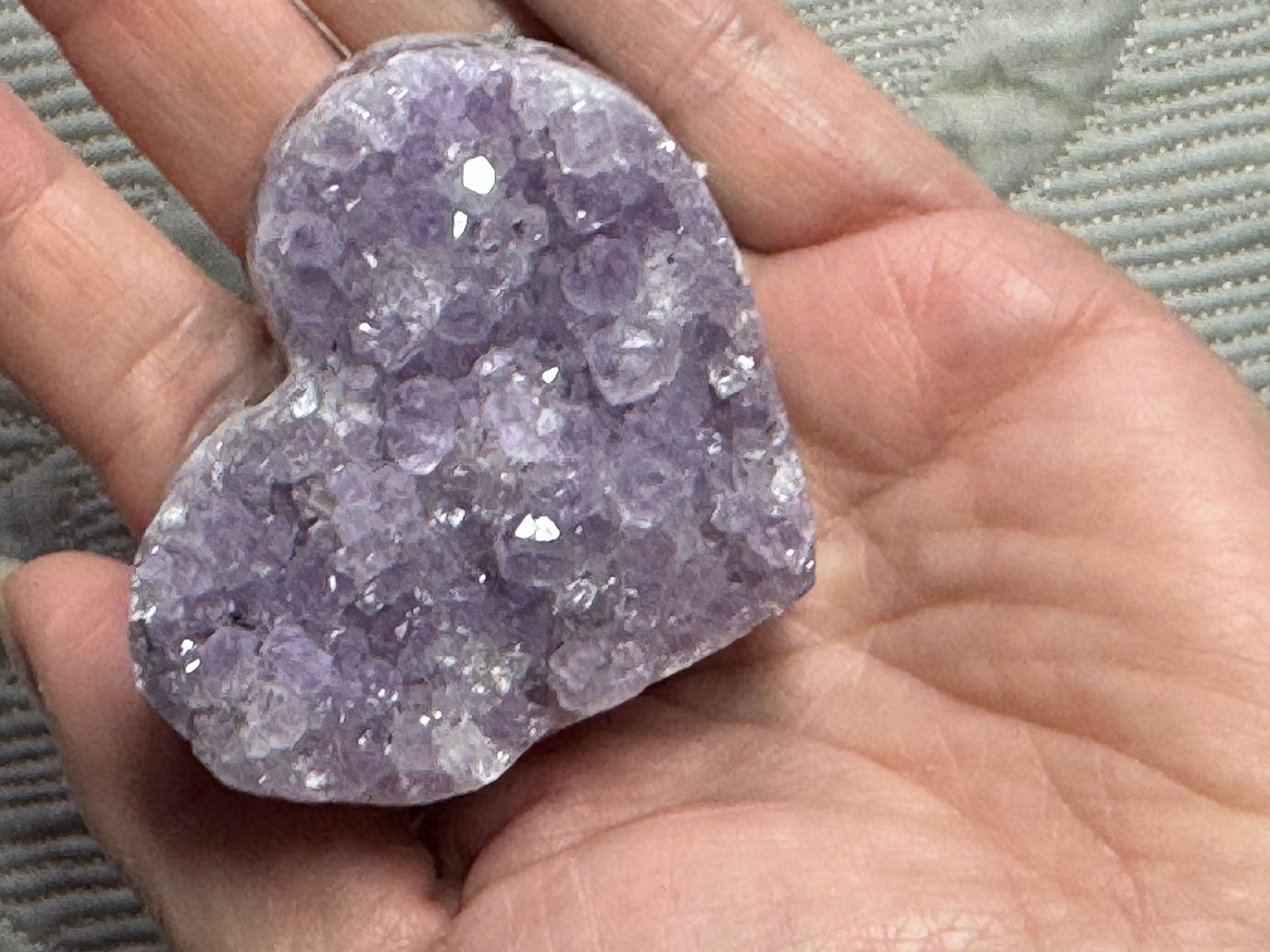 Pocket sized Amethyst Heart - Small Purple Crystal from Brazil - Radiant Crystals UK