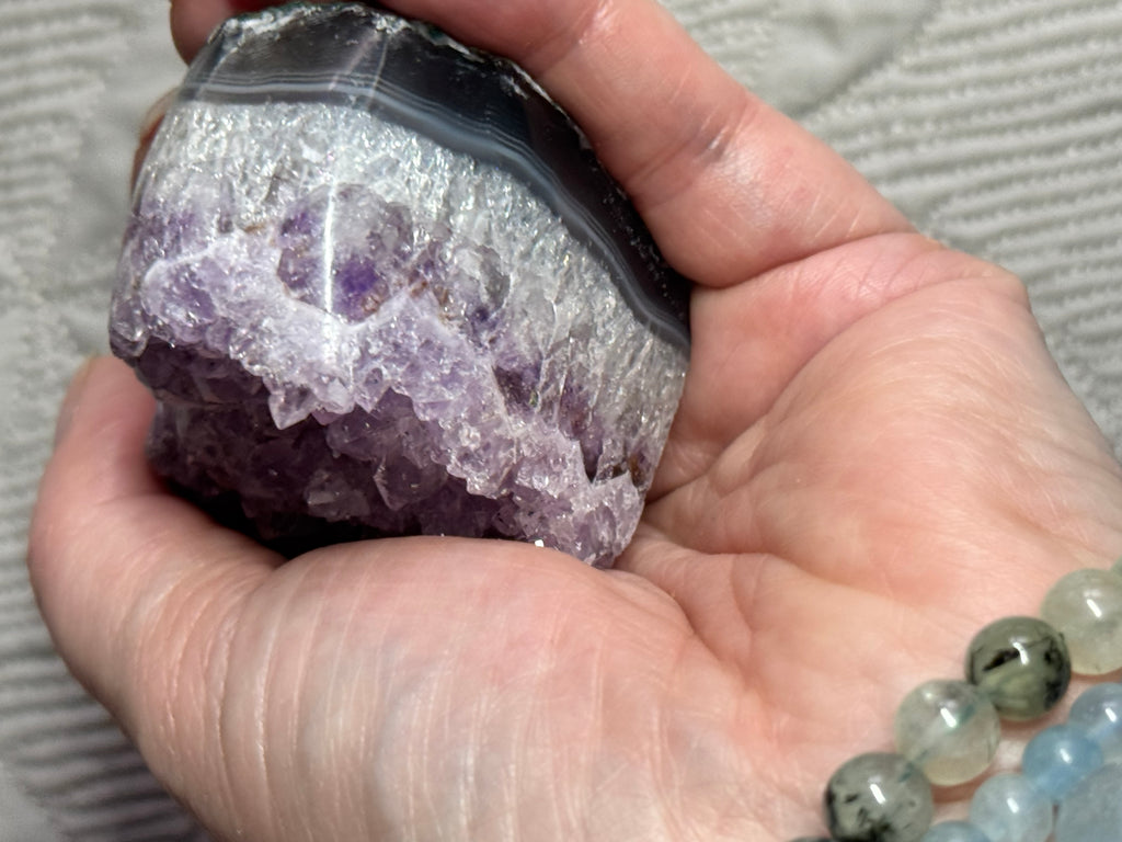 Pocket sized Amethyst Heart - Small Purple Crystal from Brazil - Radiant Crystals UK