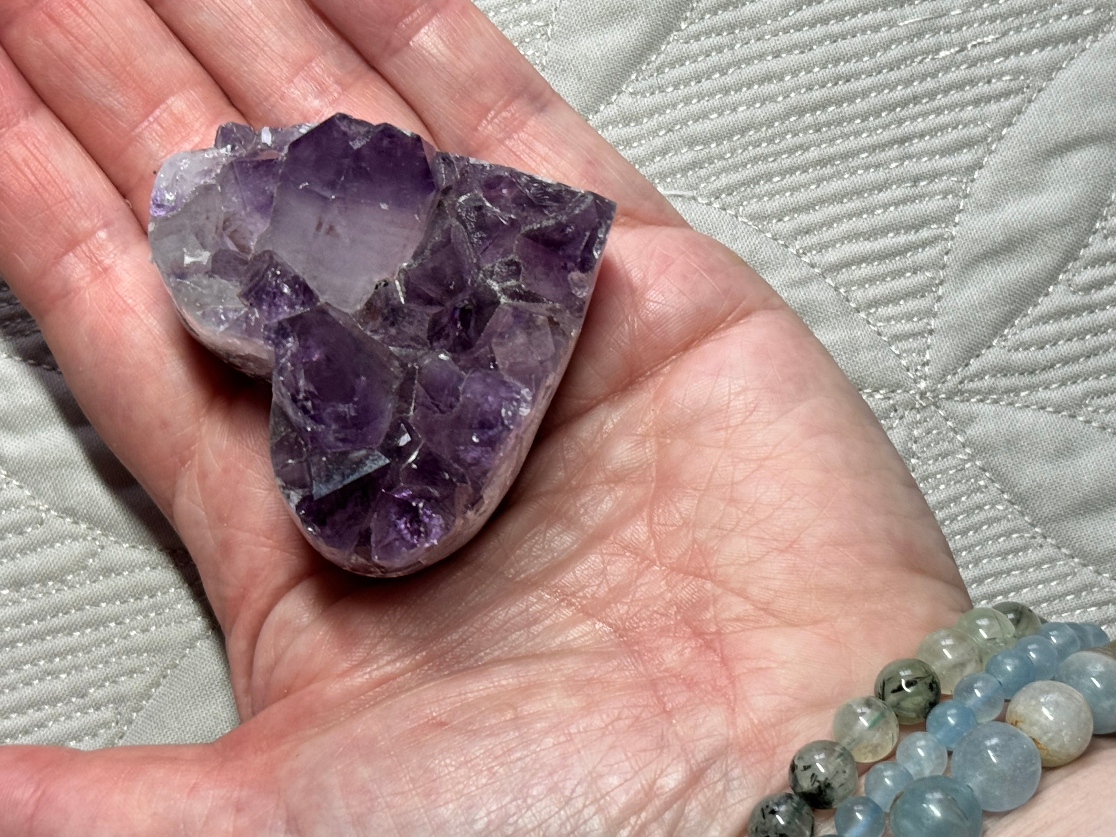 Pocket sized Amethyst Heart - Small Purple Crystal from Brazil - Radiant Crystals UK