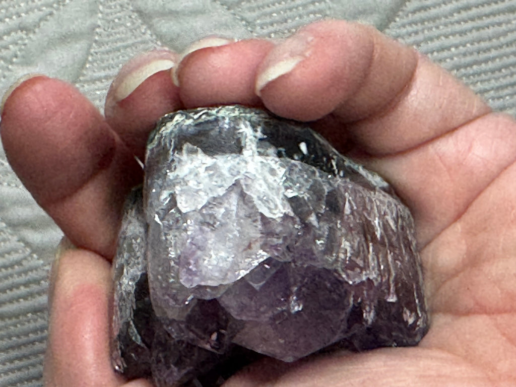 Pocket sized Amethyst Heart - Small Purple Crystal from Brazil - Radiant Crystals UK