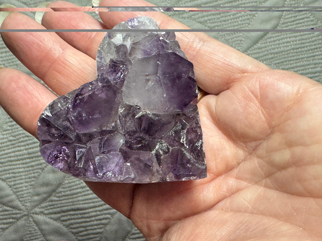 Pocket sized Amethyst Heart - Small Purple Crystal from Brazil - Radiant Crystals UK