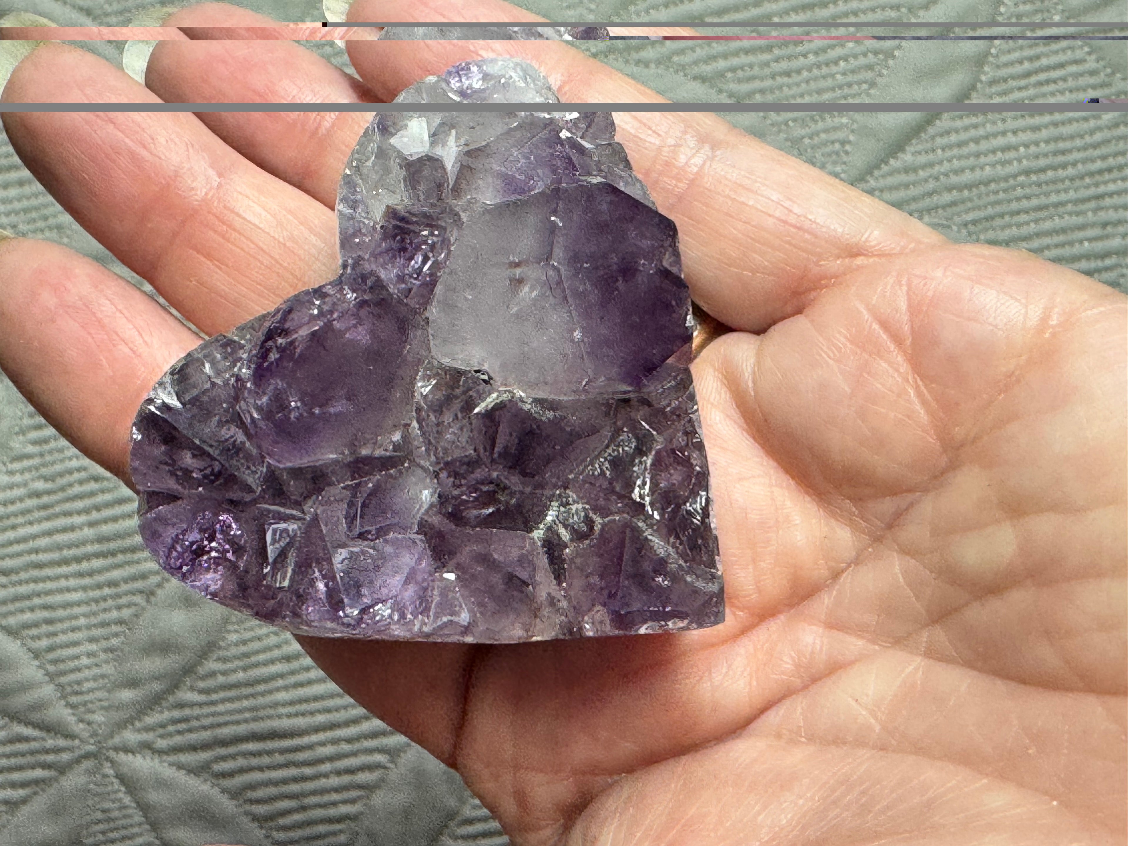 Pocket sized Amethyst Heart - Small Purple Crystal from Brazil - Radiant Crystals UK