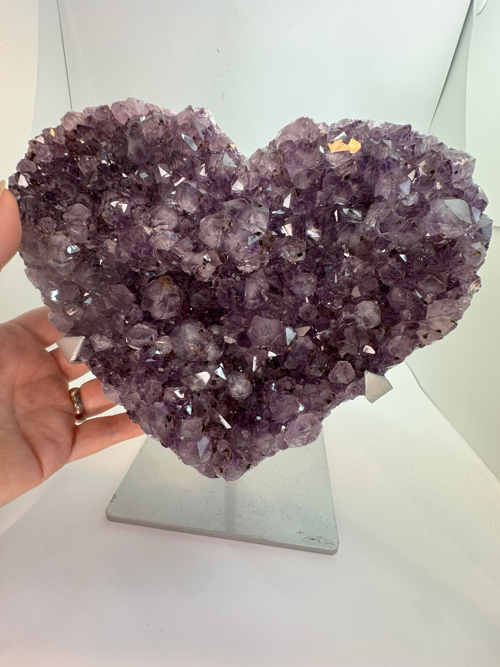 Large Amethyst Heart - Statement Crystal 2.63kg with Stand Brazil - Radiant Crystals UK