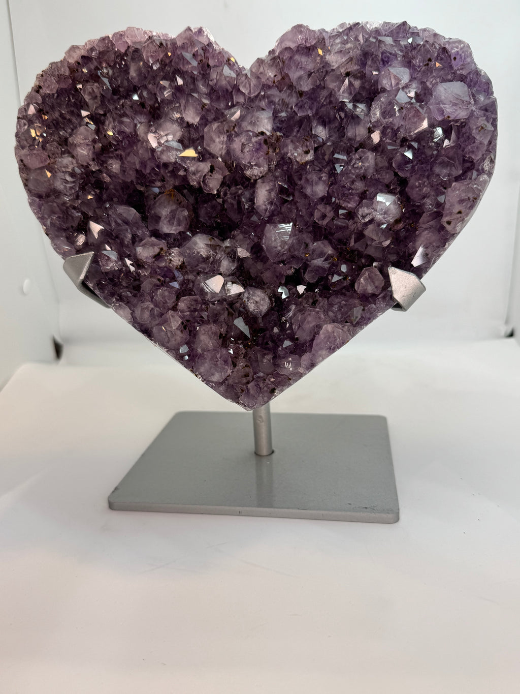 Large Amethyst Heart - Statement Crystal 2.63kg with Stand Brazil - Radiant Crystals UK