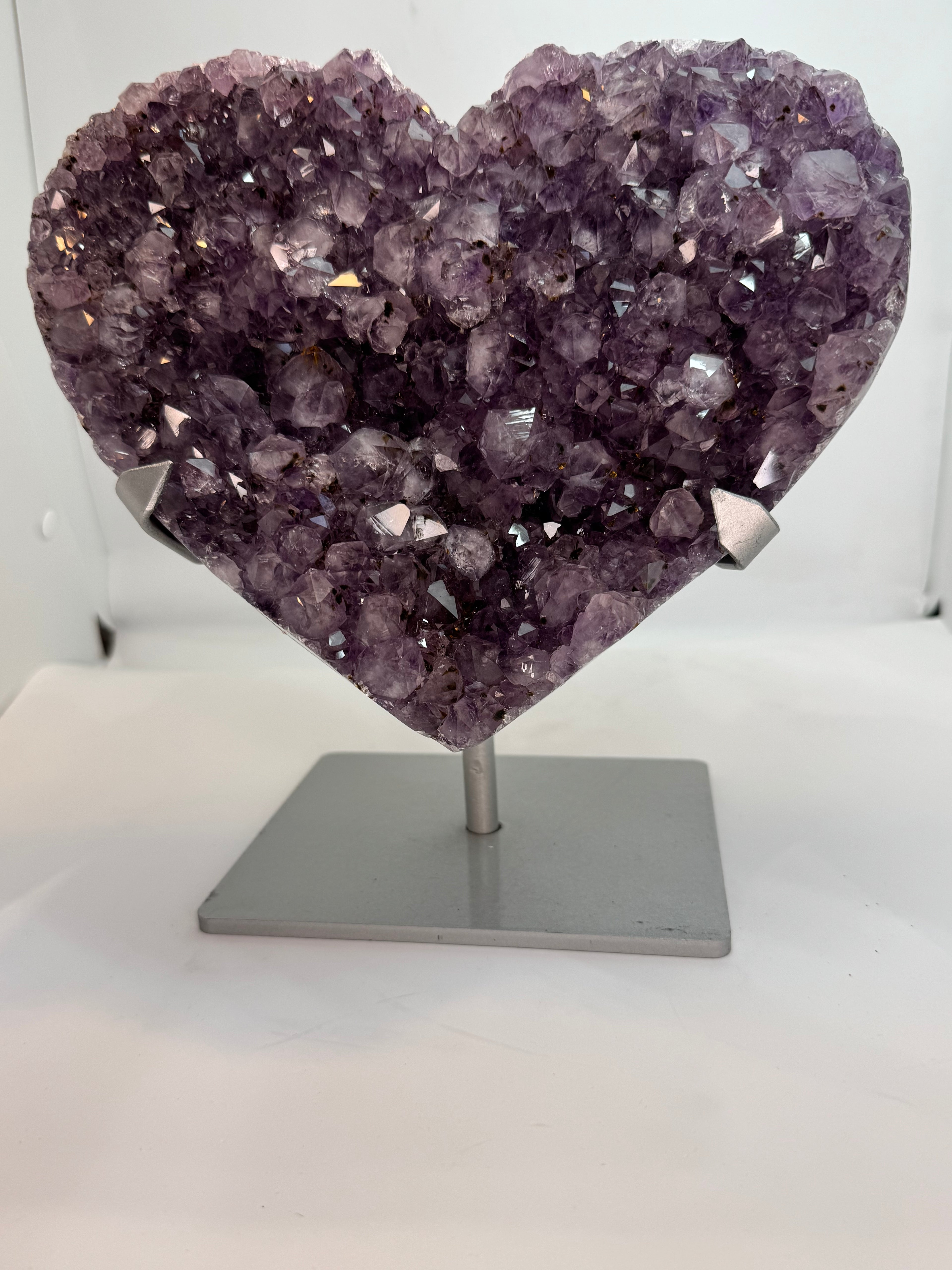Large Amethyst Heart - Statement Crystal 2.63kg with Stand Brazil - Radiant Crystals UK