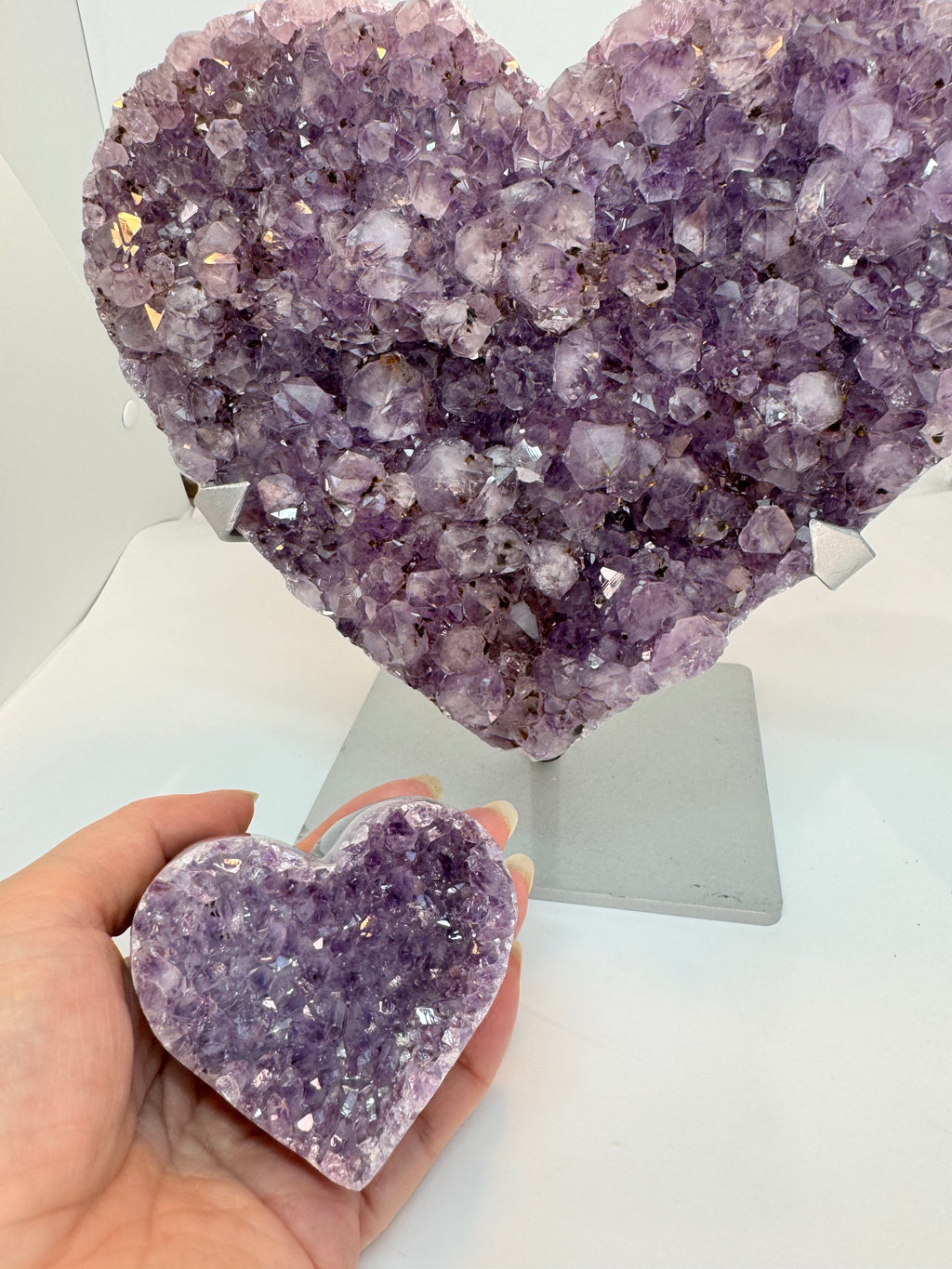 Large Amethyst Heart - Statement Crystal 2.63kg with Stand Brazil - Radiant Crystals UK
