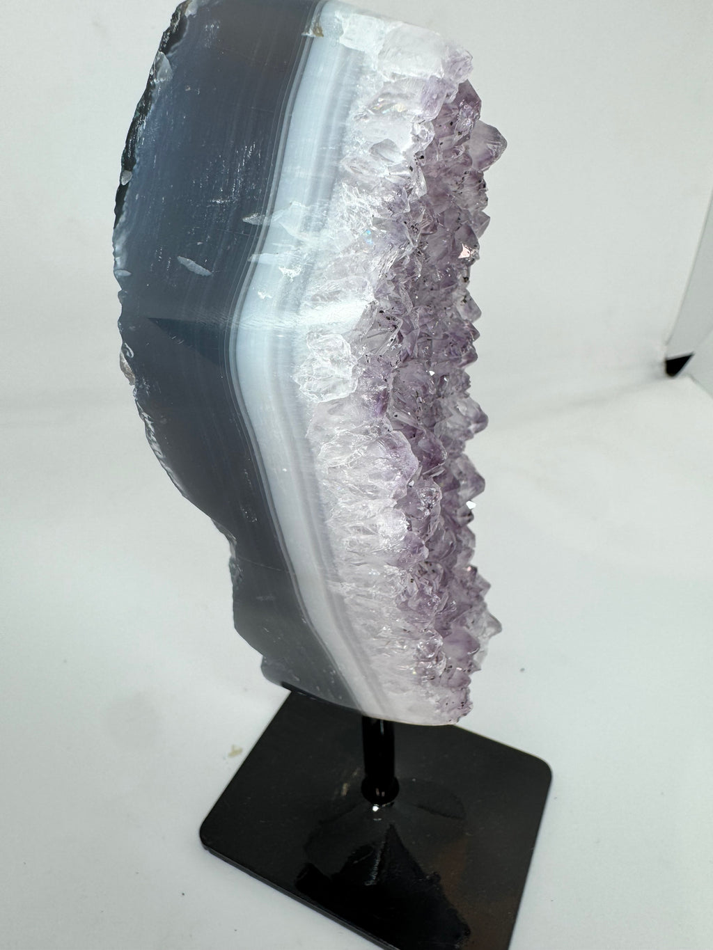 Purple Amethyst Heart - Natural Crystal with Gold Stand 769g - Radiant Crystals UK