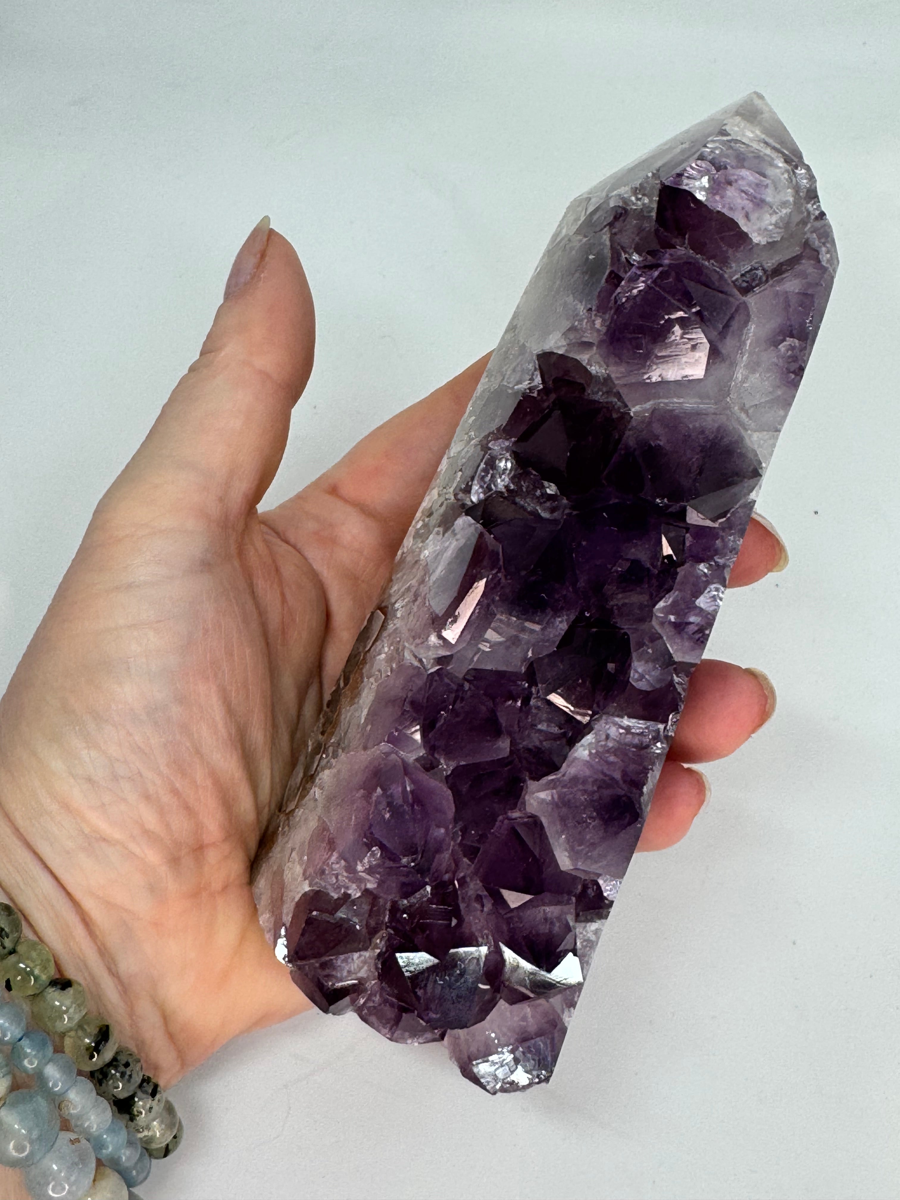 Deep Purple Amethyst Tower 716g | Natural Druzy Crystal Self Standing Brazil | Radiant Crystals UK