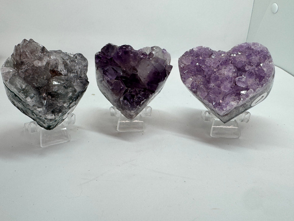 Pocket sized Amethyst Heart - Small Purple Crystal from Brazil - Radiant Crystals UK