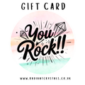 Image stating Gift Card & YOU ROCK on pastel brand colours background