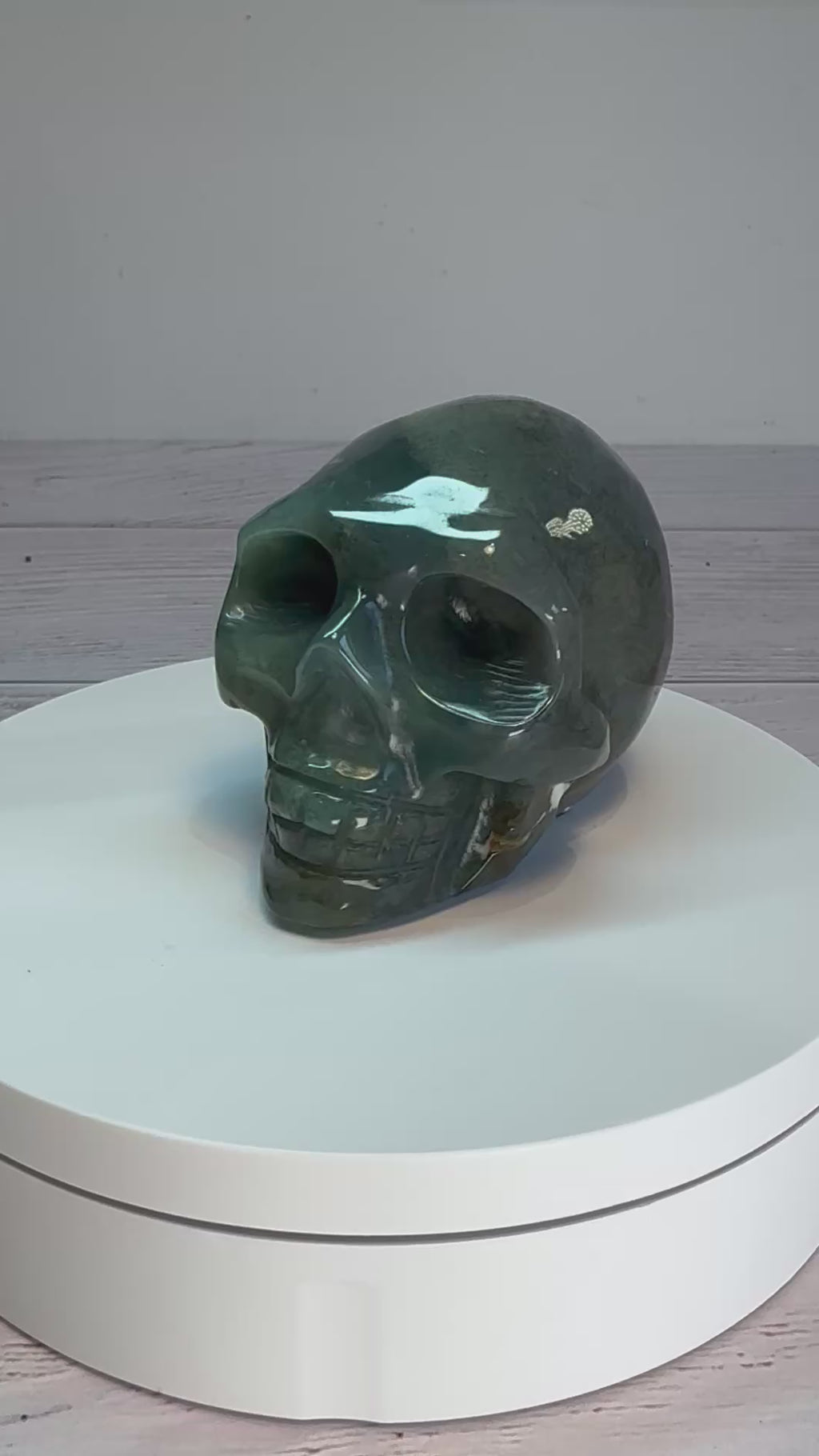 Green Adventurine crystal hand carved skull