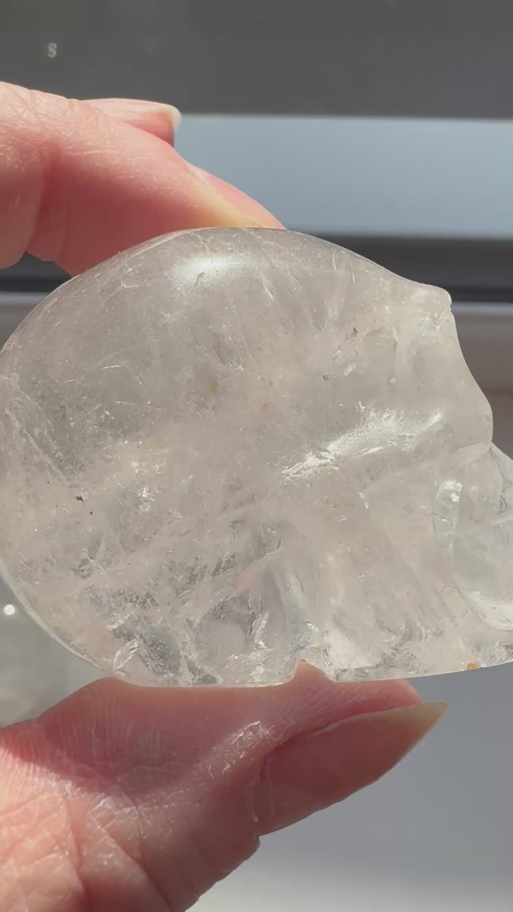 Clear quartz crystal hand carved skull