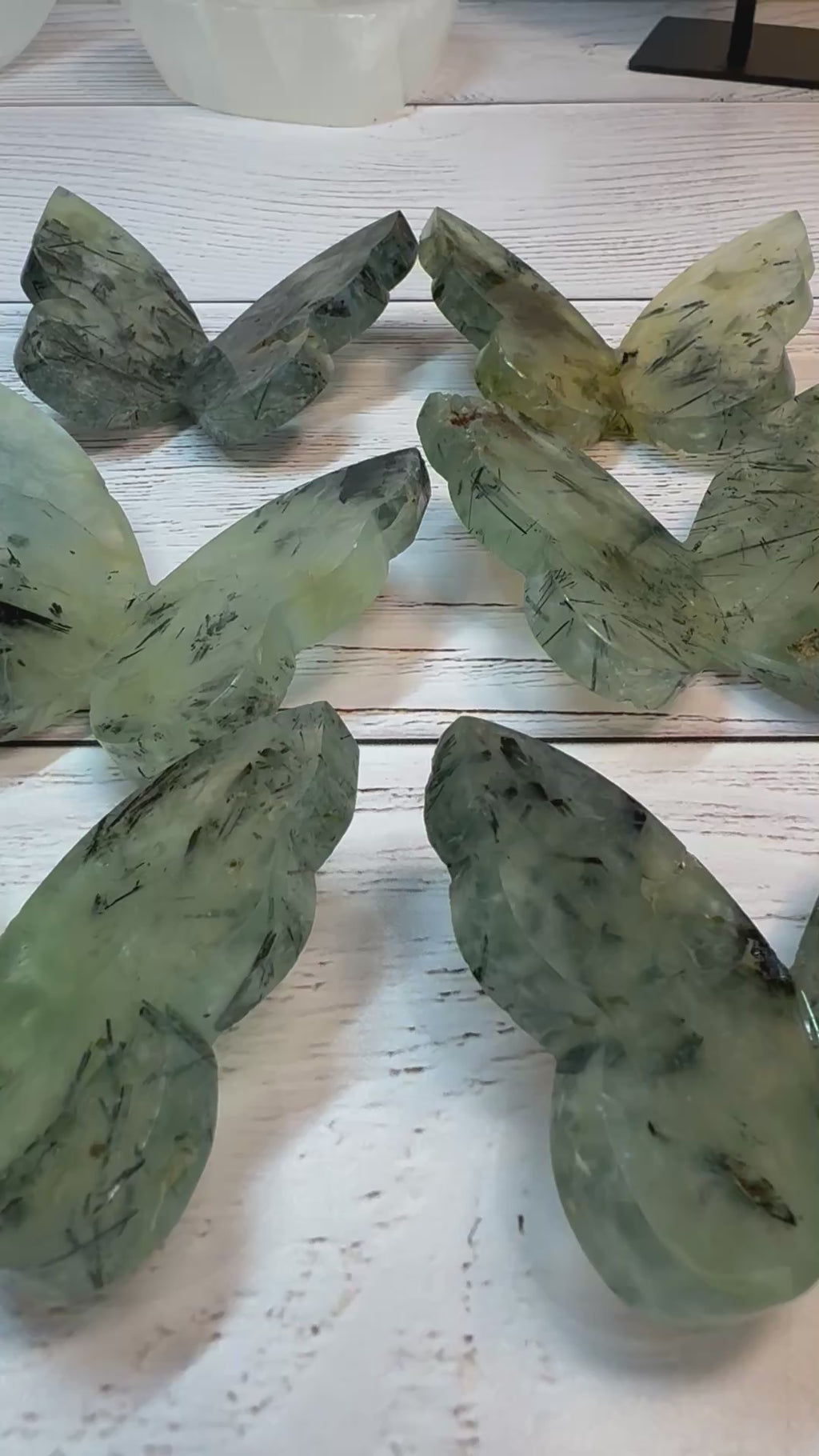 Prehnite Butterfly Carving – Handcrafted Nature Décor | Natural Obsidian Sculpture |