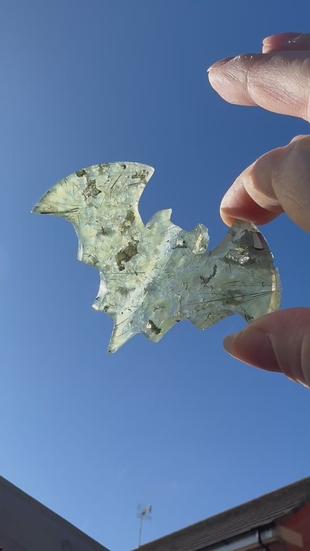 Prehnite Bat Carving – Handcrafted Nature Décor | Natural crystal Sculpture |