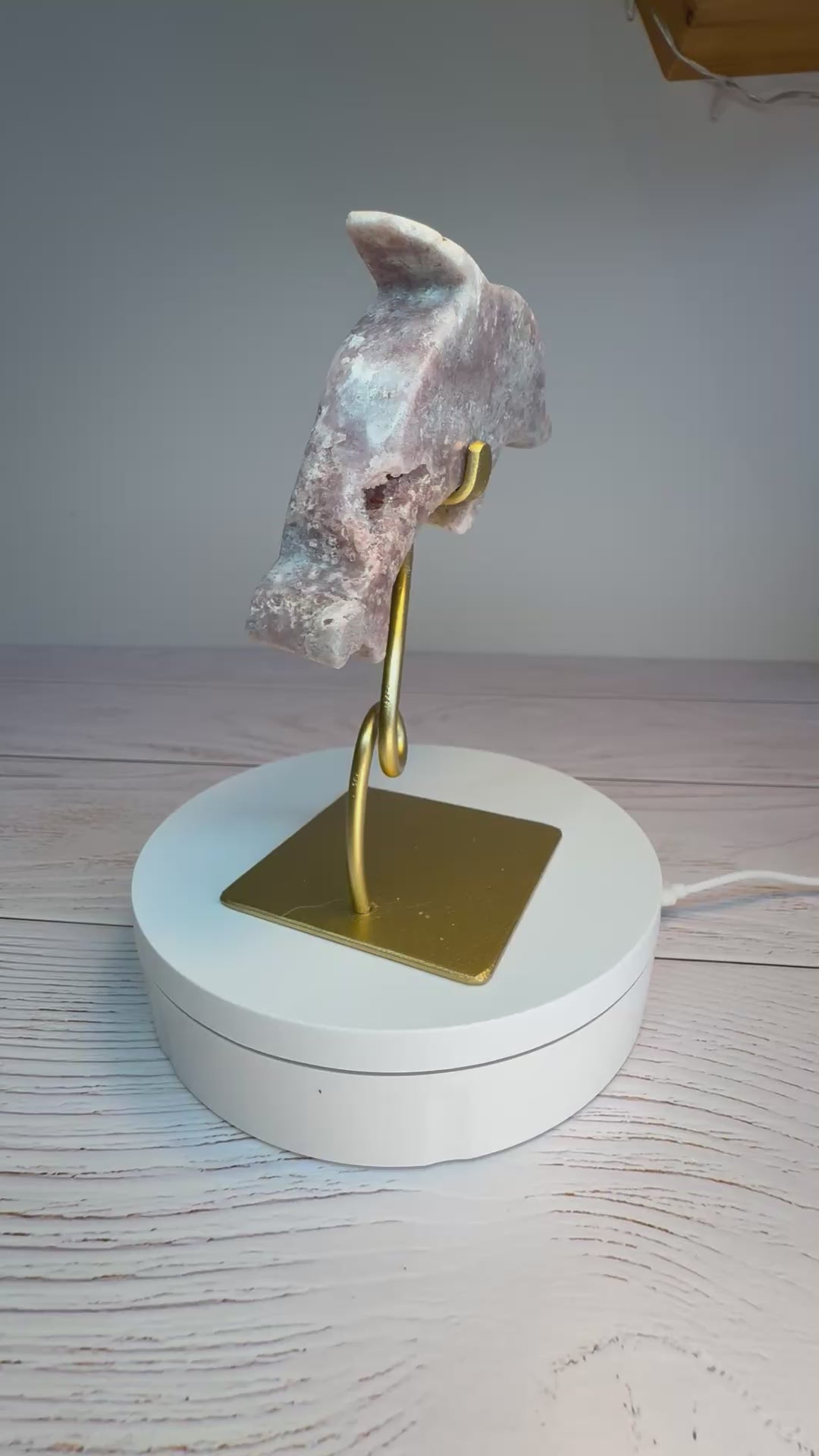 Pink Amethyst Dolphin on stand - Druzy Crystal Home Décor, from Brazil - Radiant Crystals UK