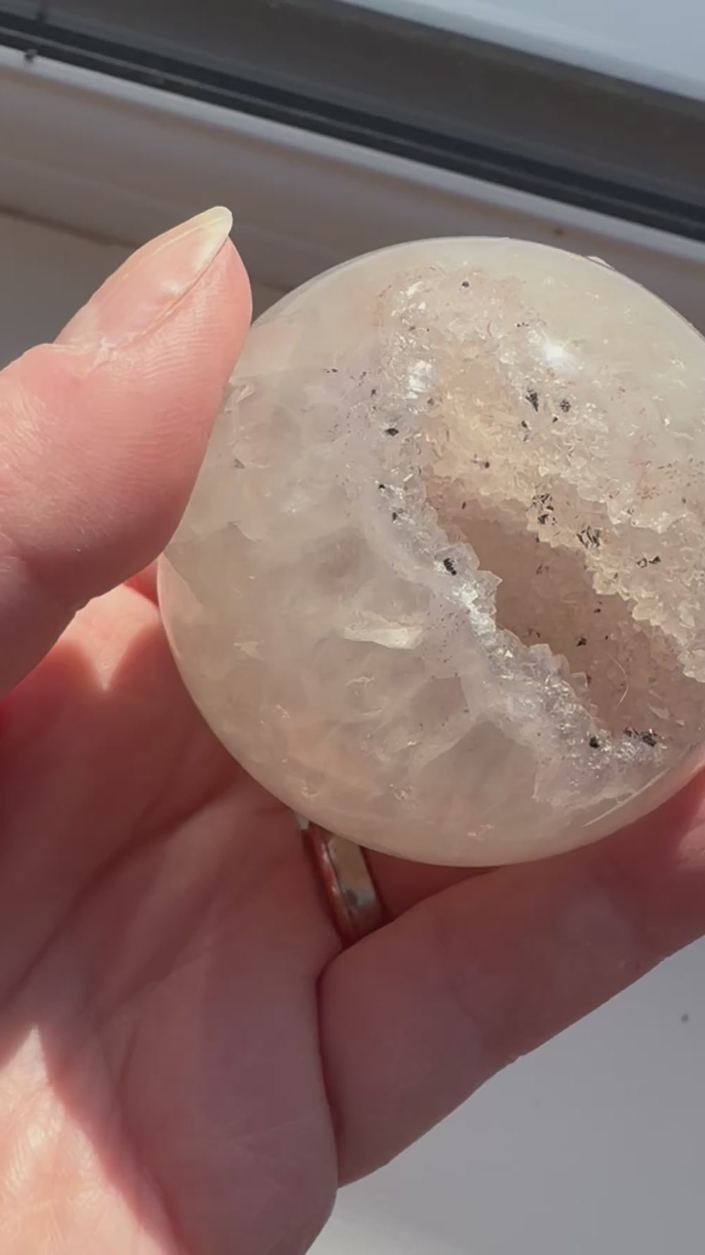 High Quality Crystal white Agate with druzy quartz spheres - Crystal home decor.