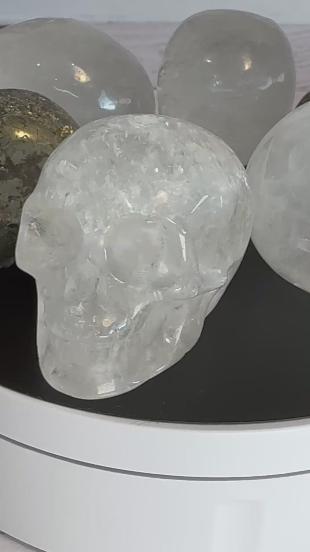 Clear quartz crystal hand carved skull