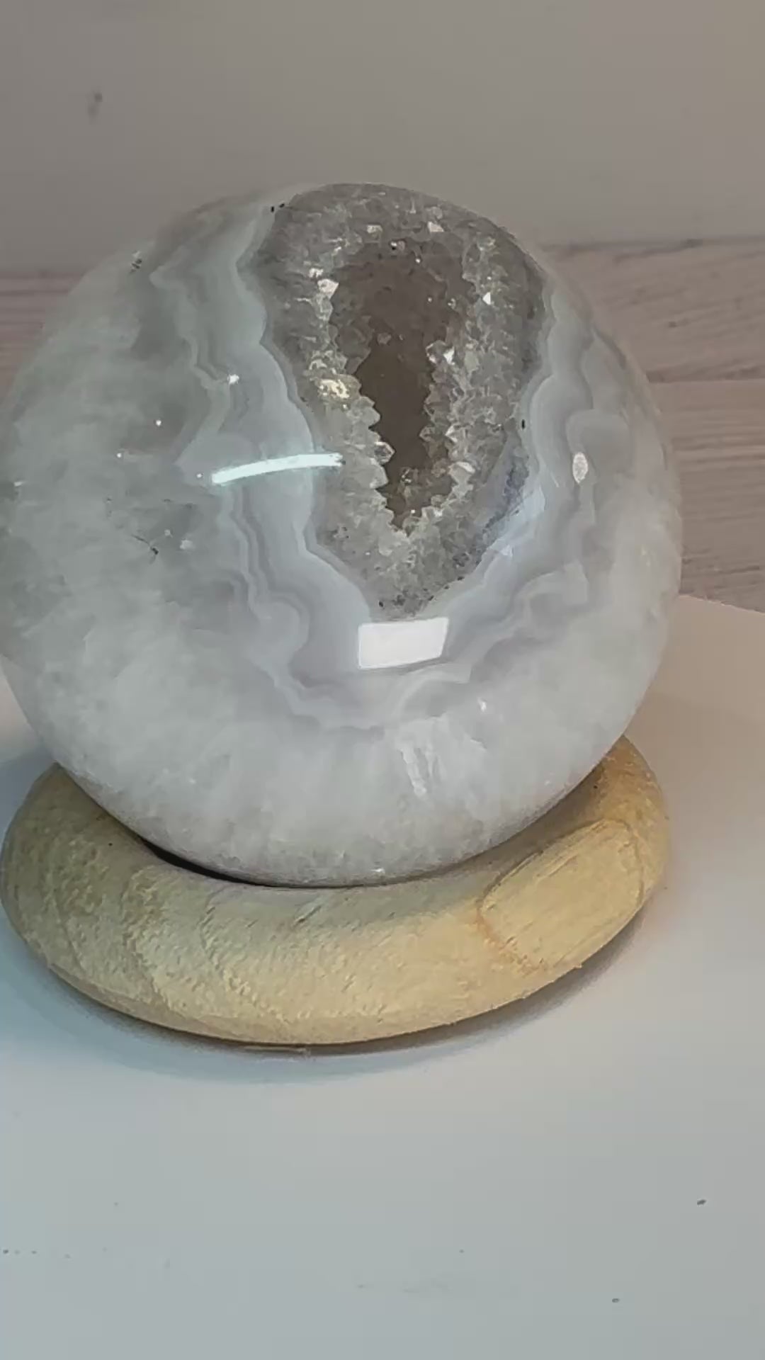 High Quality Crystal white Agate with druzy quartz spheres - Crystal home decor.