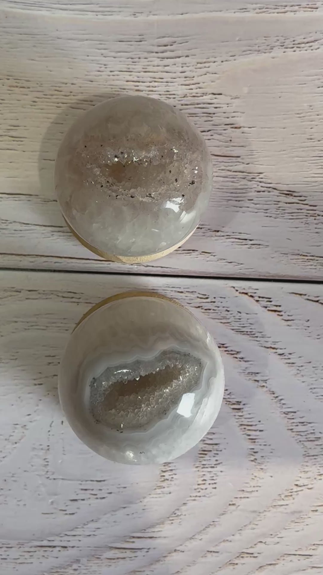 High Quality Crystal white Agate with druzy quartz spheres - Crystal home decor.