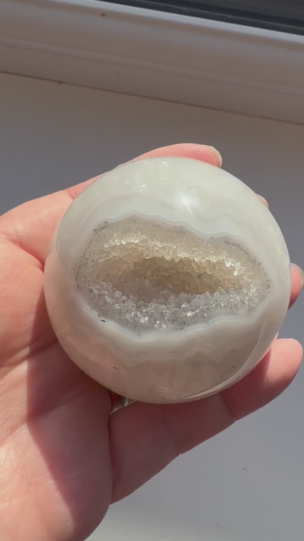 High Quality Crystal white Agate with druzy quartz spheres - Crystal home decor.