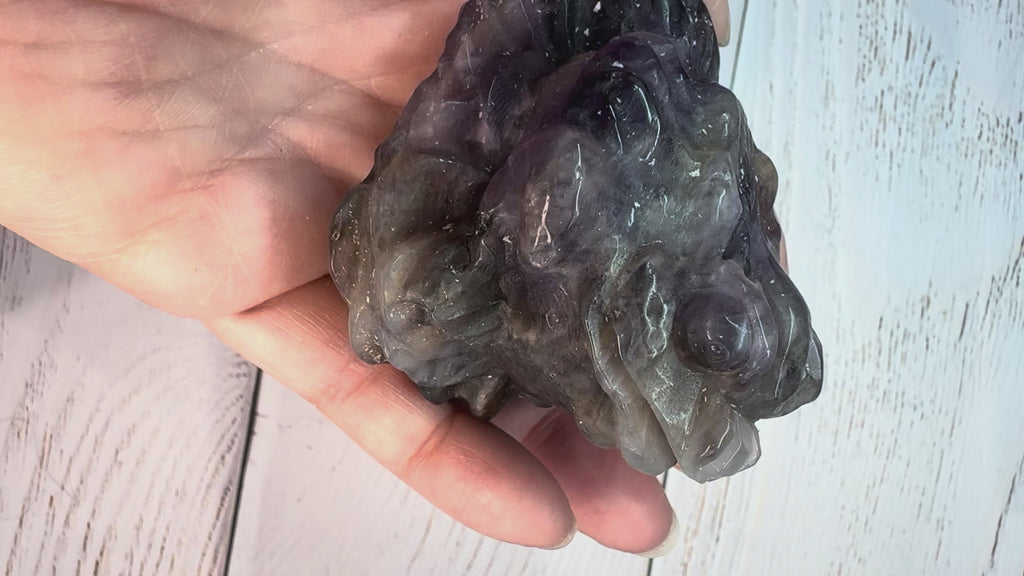 Crystal Money Toad Carving – Feng Shui Three Legged Toad – Dream Amethyst – Wealth & Prosperity Crystal