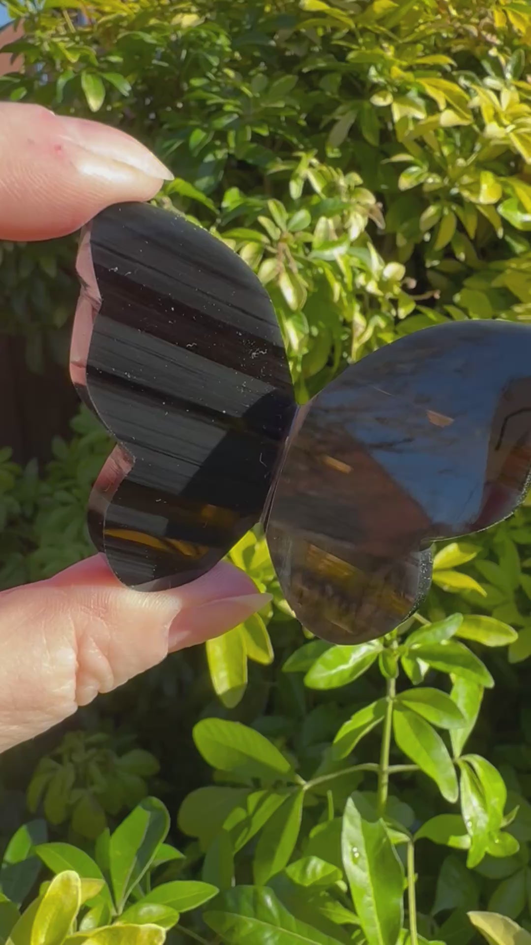 Midnight Lace Obsidian Butterfly Carving – Handcrafted Nature Décor | Natural Obsidian Sculpture |